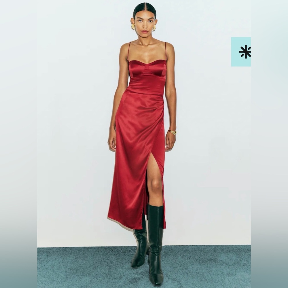 Reformation Marguerite Silk Dress Red - Size 4